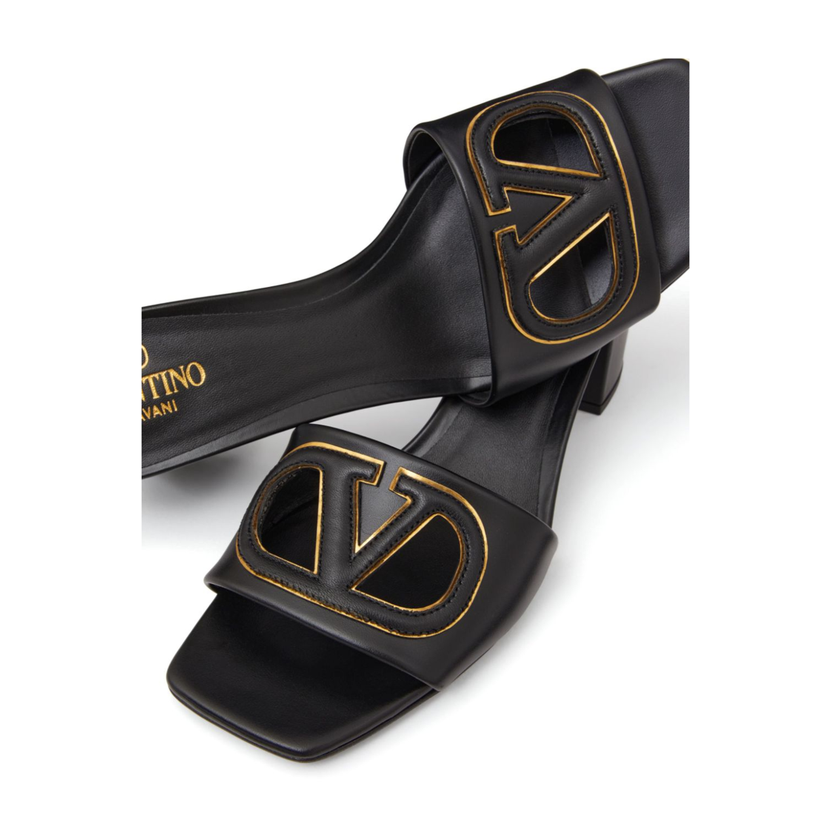 VLogo Cut-Out Leather Mules