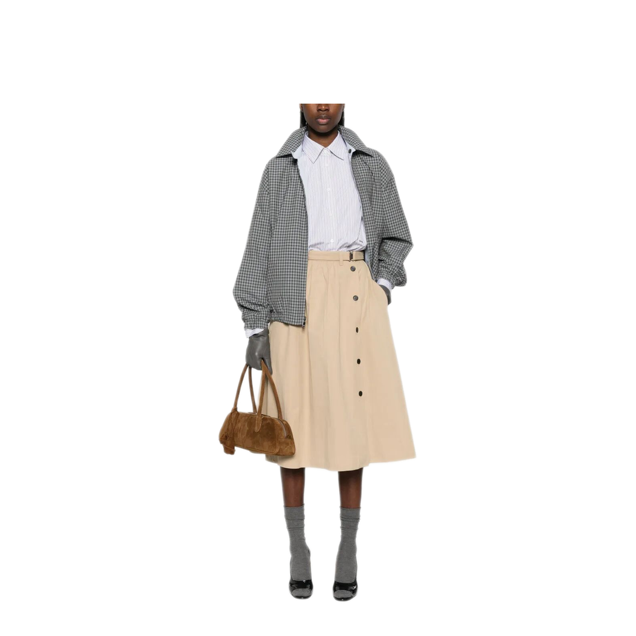 MAYFEYR - Prada - Button-Detail Belted Cotton Midi Skirt - P127IHSOOO17IDF0065