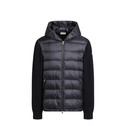 Regular Fit Down Padded Virgin Wool Zip Cardigan