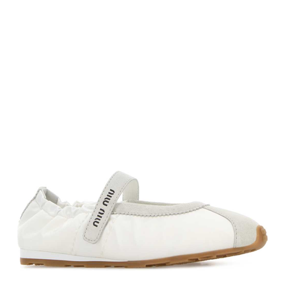 MAYFEYR - Miu Miu - White Suede And Fabric Ballerinas - 5F370EFD005D7CF0009
