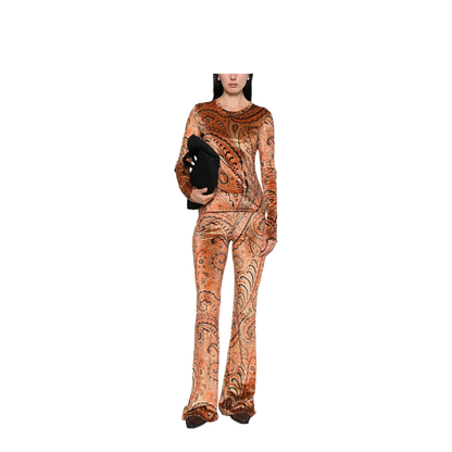 Paisley-Print Flared Viscose Trousers