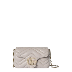 GG Marmont Mini Shoulder Bag Nappa Leather - Light Grey