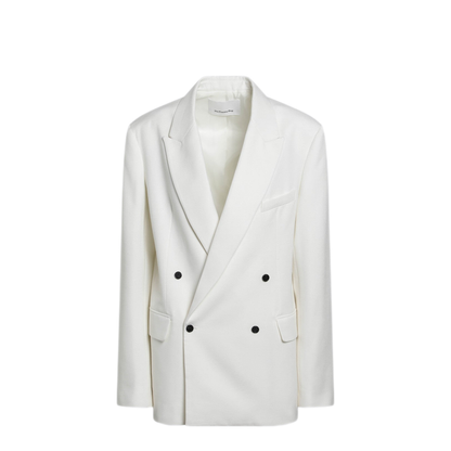 MAYFEYR - The Frankie Shop - White Double Breasted Wool Blend Jacket - BLFS21512PL005