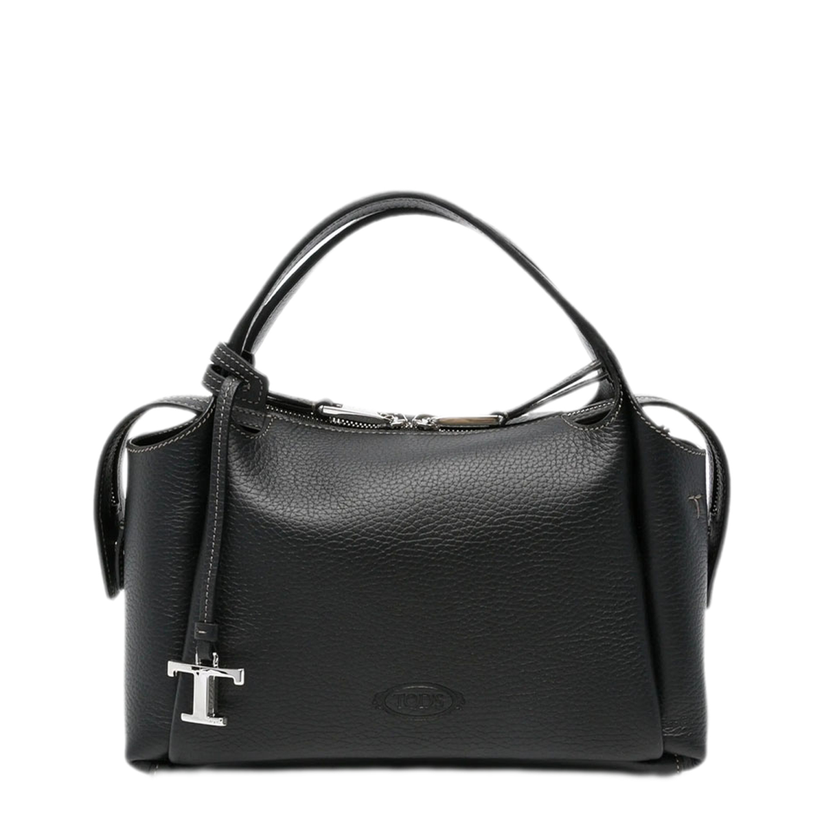 Medium Leather Top Handle Bag - Black