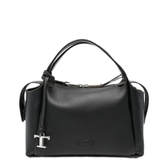 Medium Leather Top Handle Bag - Black