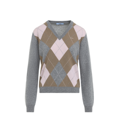MAYFEYR - Prada - Argyle V-Neck Sweater - P24G3QSOOO6519F0LPX