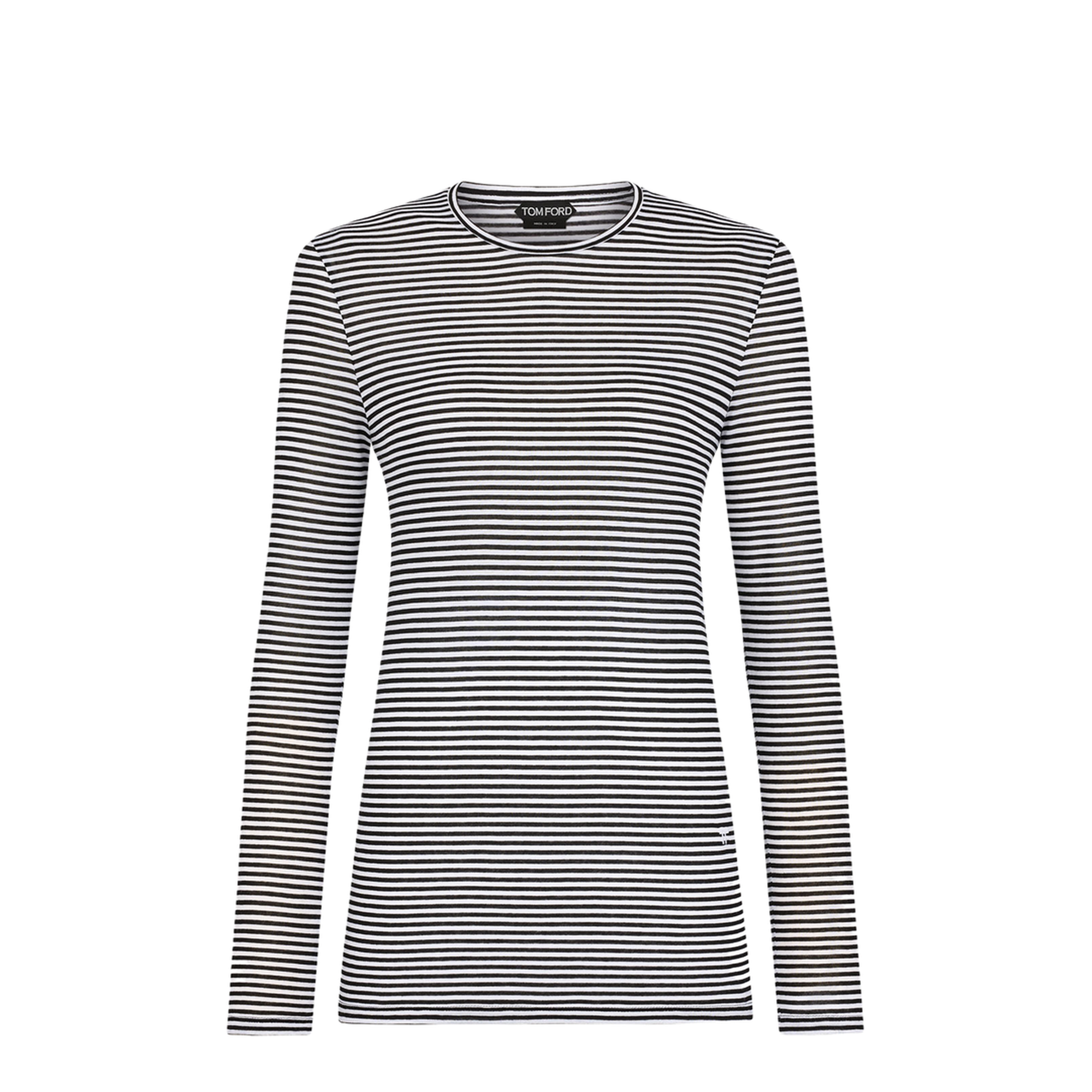 MAYFEYR - Tom Ford - Long-Sleeved Striped T-Shirt With Tonal Embroidered Logo - TSJ632JEX187