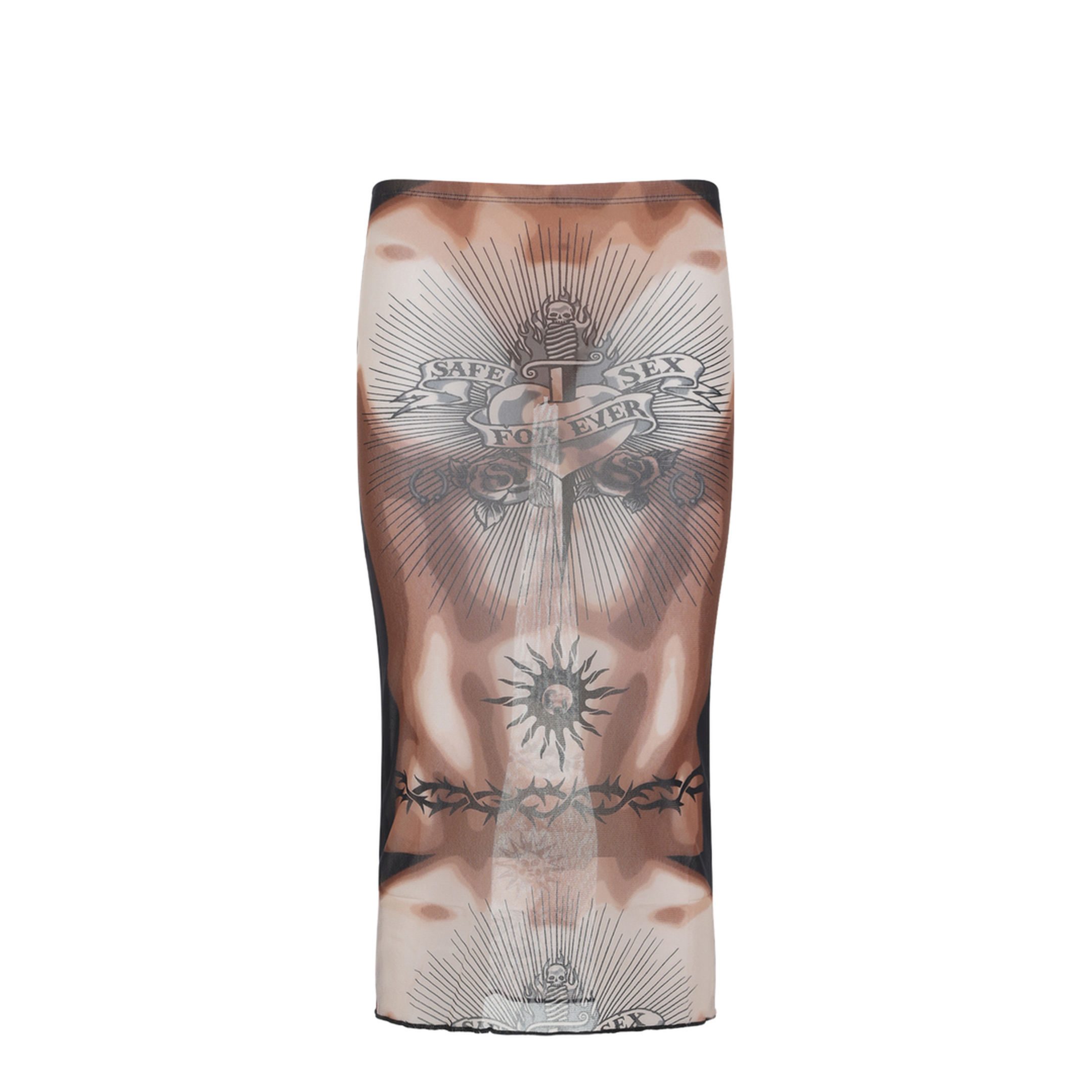 MAYFEYR - Jean Paul Gaultier - Safe Sex Tattoo Midi Skirt - 2601WSK044M026P