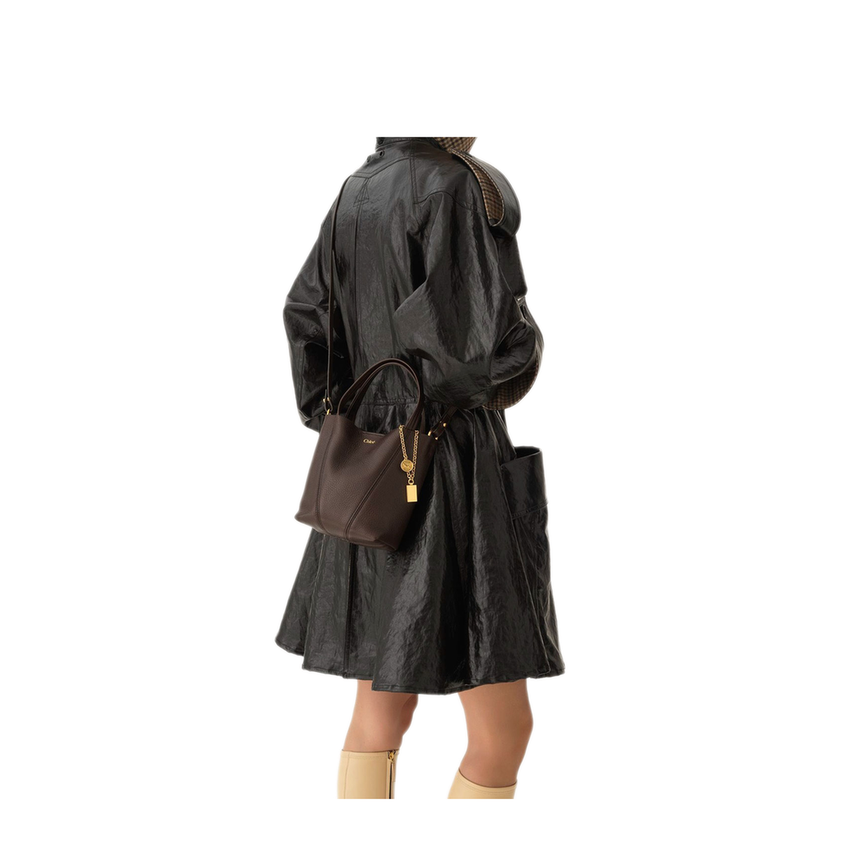 Spin Small Grained Cowhide Tote - Kohl Brown