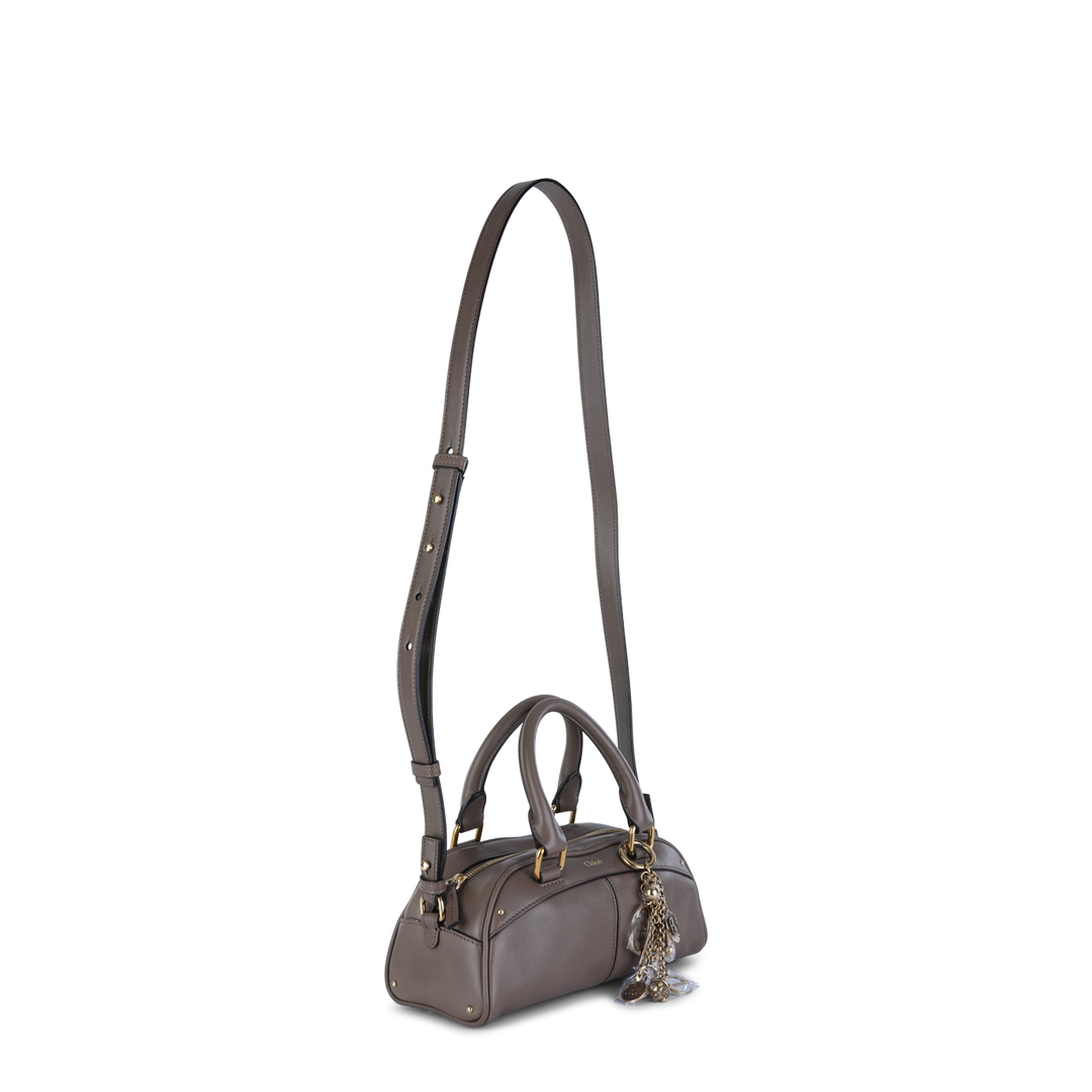 Small Bowling Bag in Soft Leather Beige