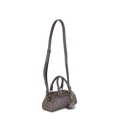 Small Bowling Bag in Soft Leather Beige