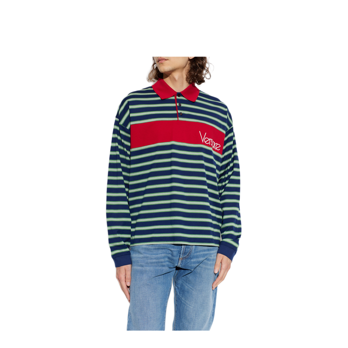 MAYFEYR - Versace - Long Sleeve Polo With Stripes - 10255121A184396UF90
