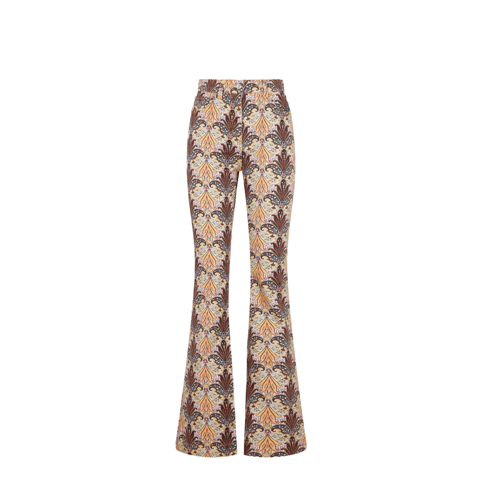Graphic-print flared jeans