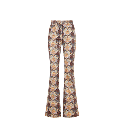 Graphic-print flared jeans