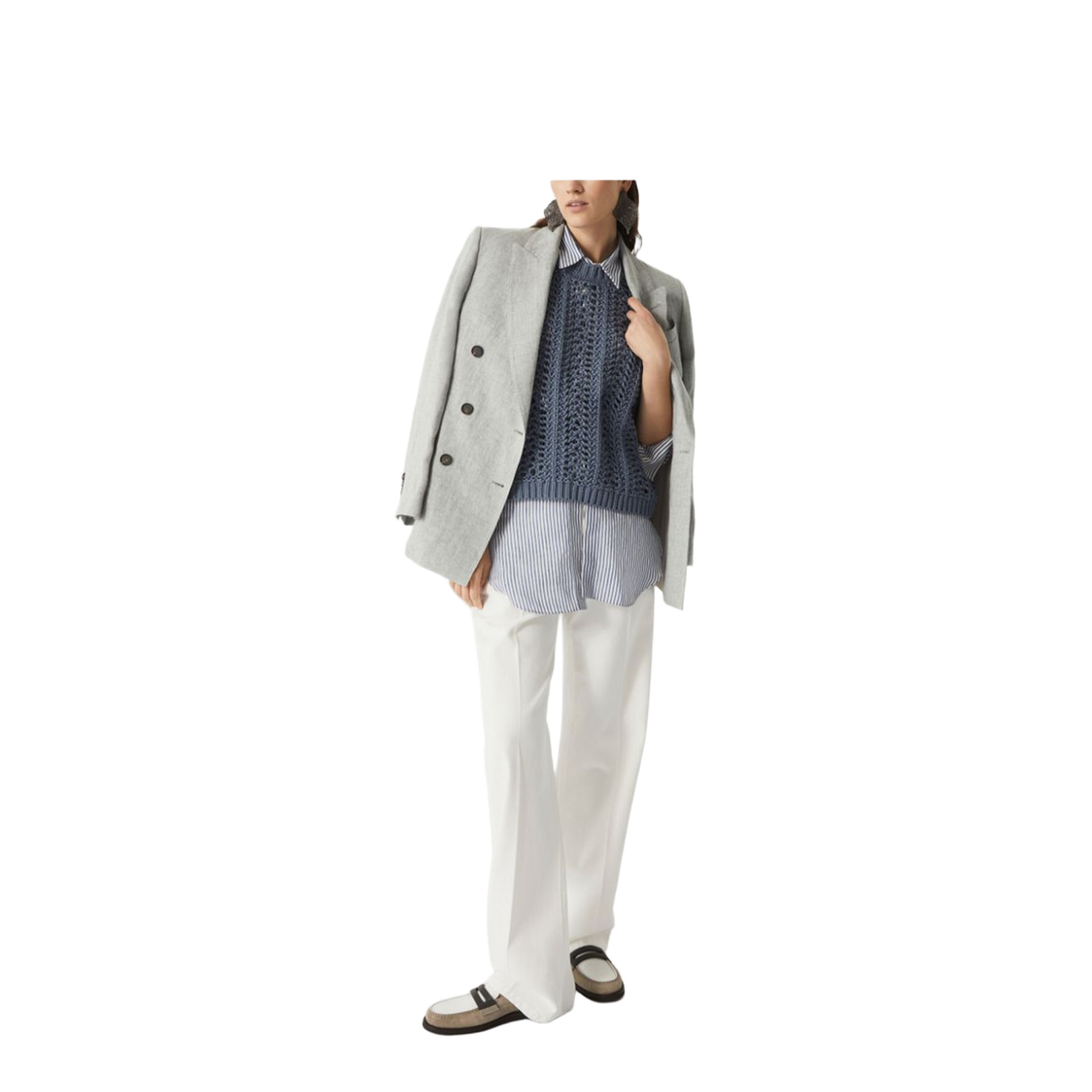 Sparkling Canvas Blazer in Light Grey