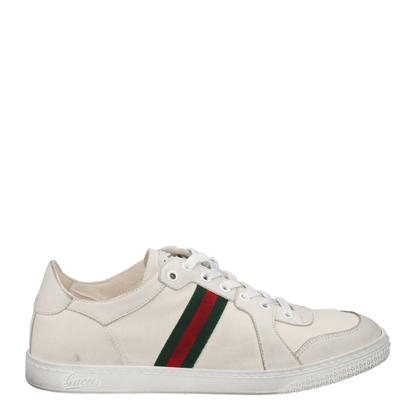Stretch Low-Top Trainer in White Leather
