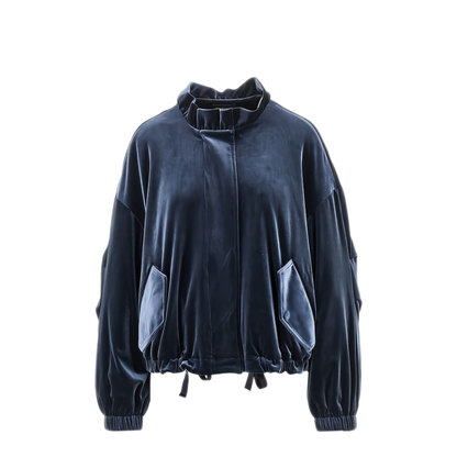 MAYFEYR - Emporio Armani - Navy Blue Velvet Effect Coat - EW004145AF13341UB102