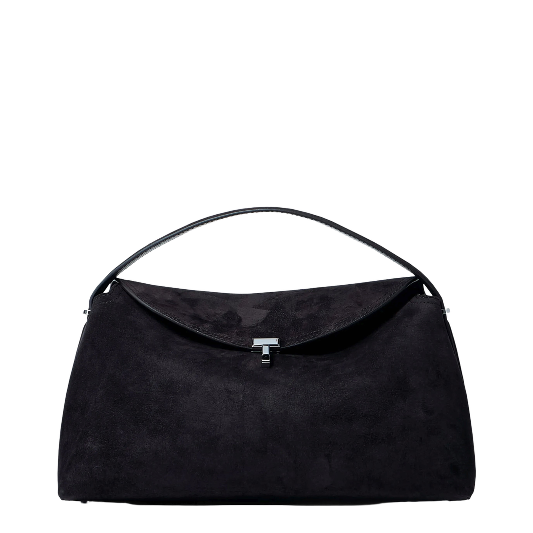 T-Lock Small Suede Top Handle Bag - Espresso