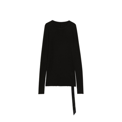 MAYFEYR - Rick Owens - Black Cotton Jersey Round Neck Long Sleeve T Shirt - DS02F6217RN09