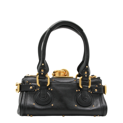 Paddington Small Buffalo Leather Shoulder Bag - Black