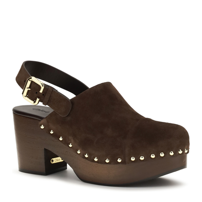 MAYFEYR - Chloè - Jeannette Wedge Clogs In Glossy Calfskin - CH26U10VRY