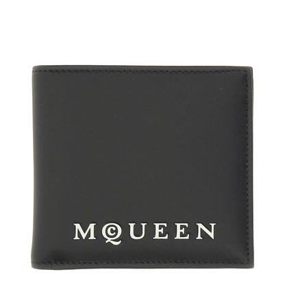 Alexander McQueen McQueen Bifold Wallet With Logo In Black Calfskin