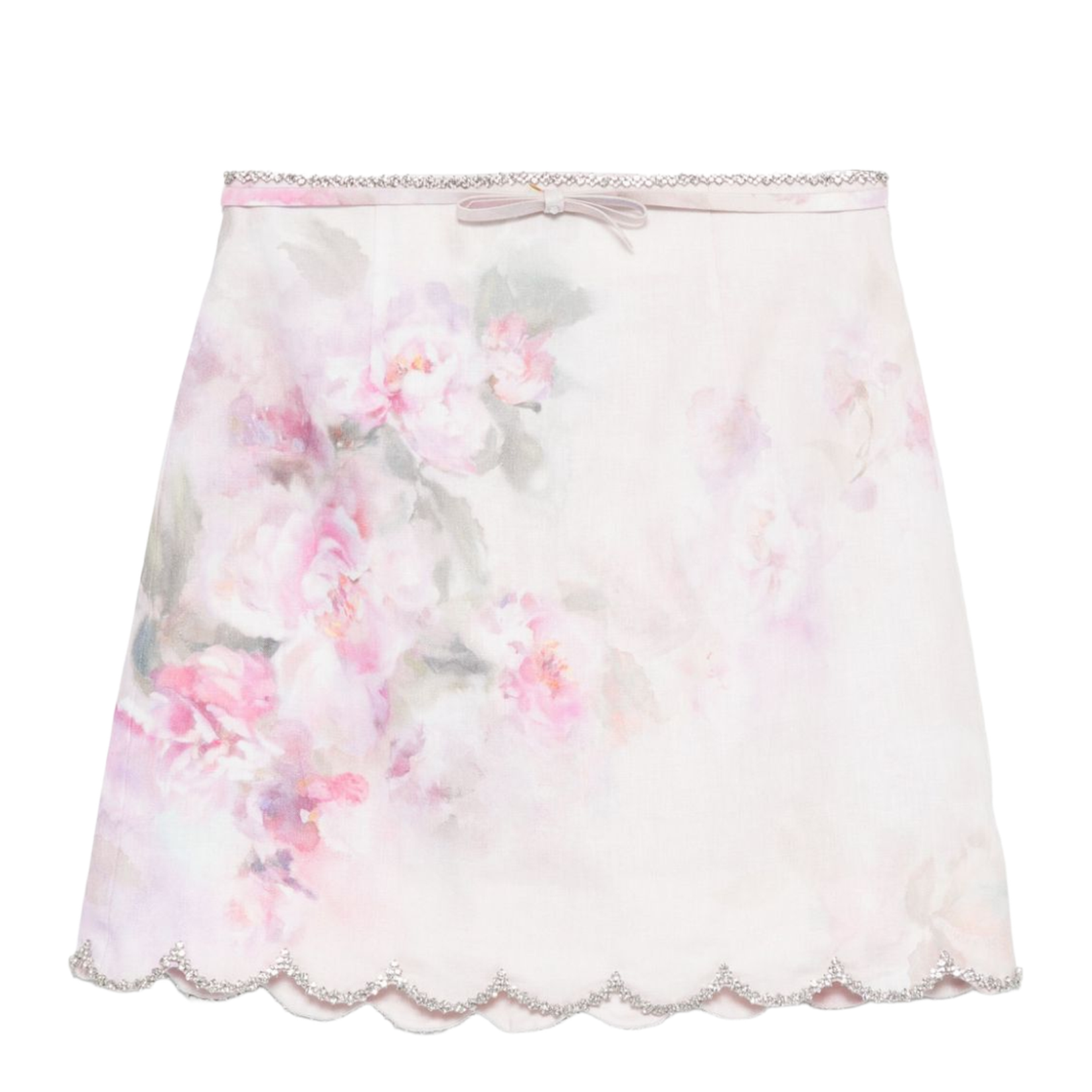 Crush Scalloped Mini Skirt in Pink Floral