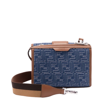 MAYFEYR - Fendi - Denim-Effect Ff Jacquard And Leather Double Baguette Bag - 7VA649AUGO