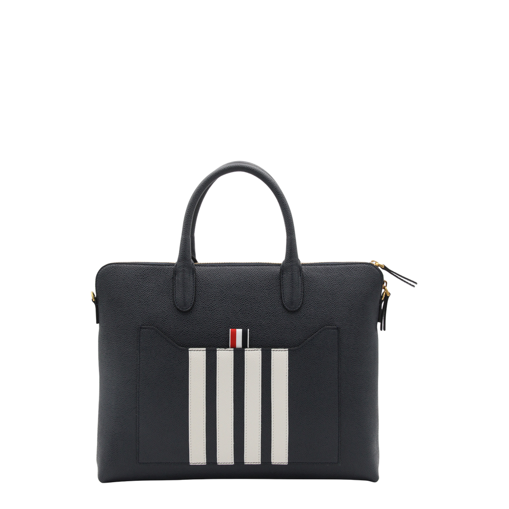 Thom Browne Navy Leather Tote Bag
