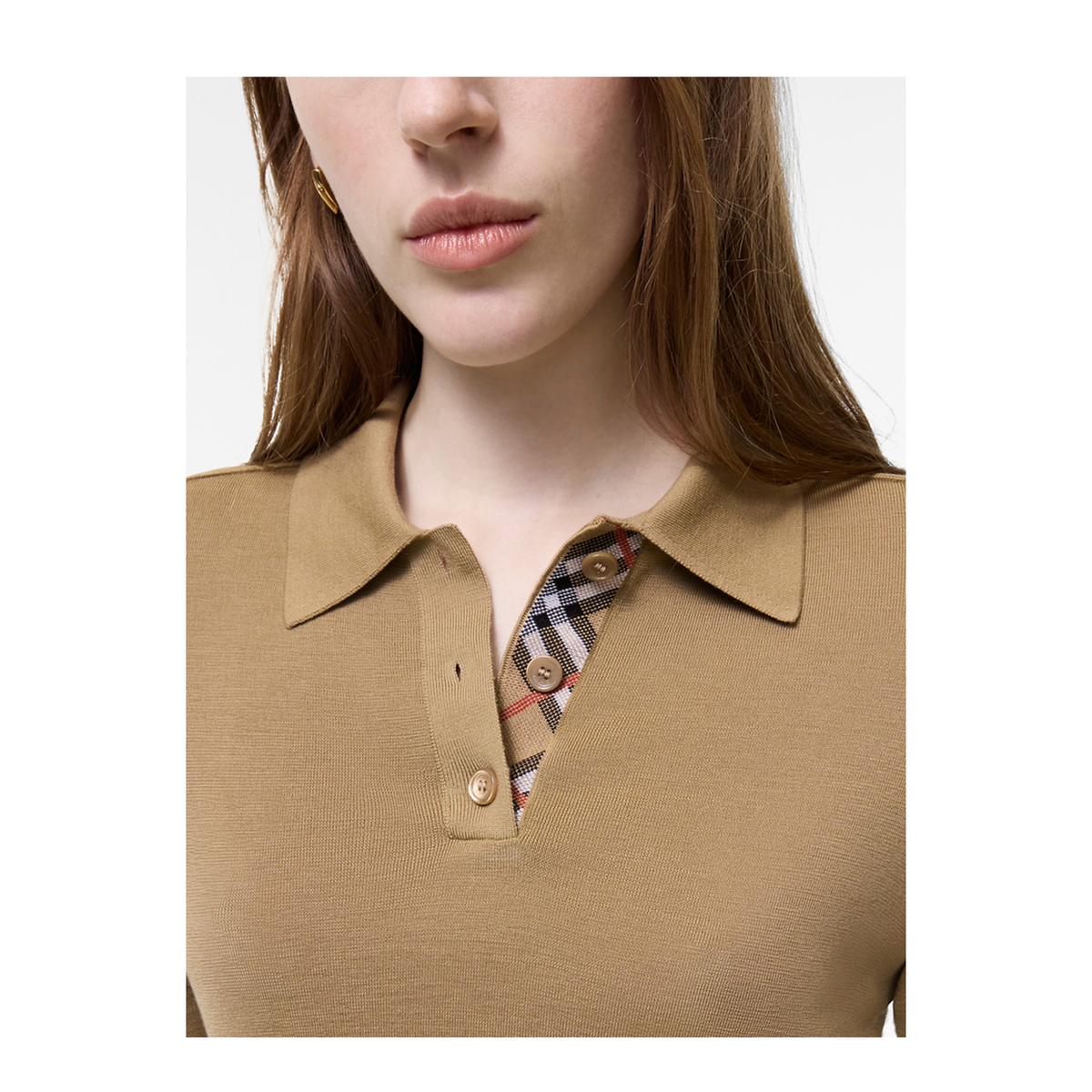 Knit Polo With Check Trim