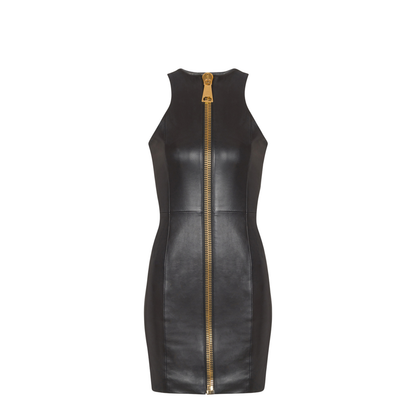 Maxi Zip Leather Dress