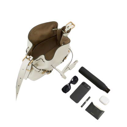 Voyou Small Calfskin Bucket Bag - Ivory