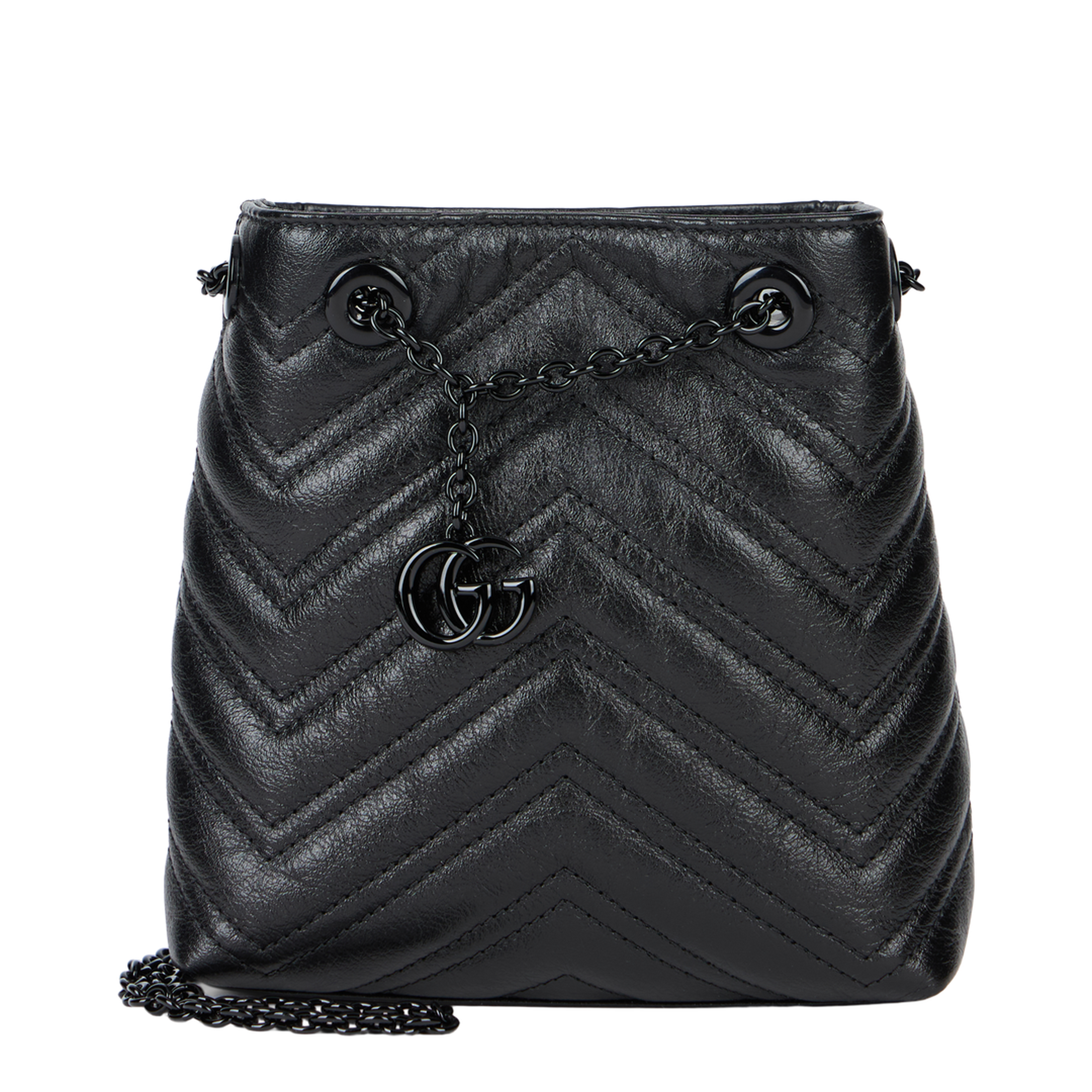 MAYFEYR - Gucci - Black Leather Micro Bucket Bag - 856404AAFS11000
