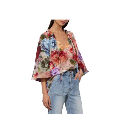 Norah Peasant Blouse In Storm Floral