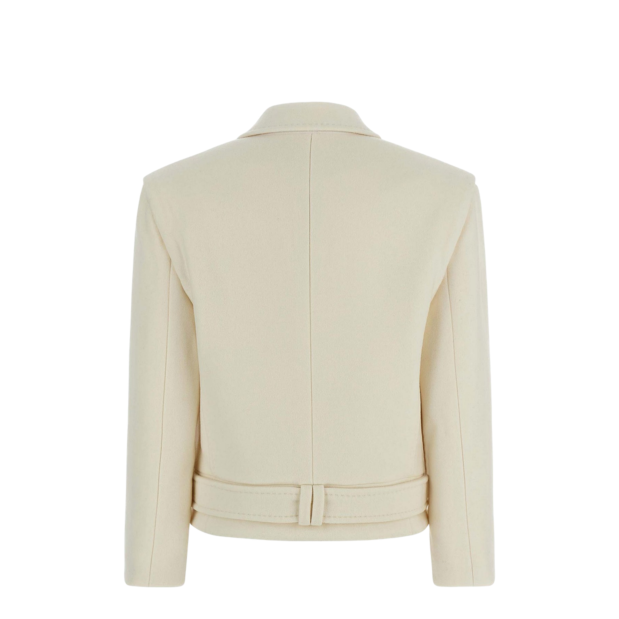Cropped Wool Reefer Jacket White
