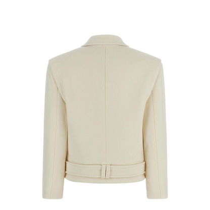 Cropped Wool Reefer Jacket White