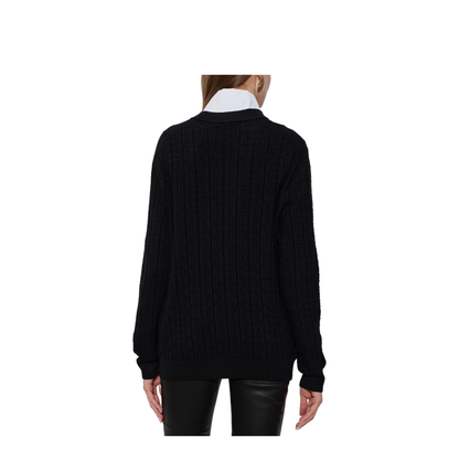 Ribbed Buttoned Cardigan Black