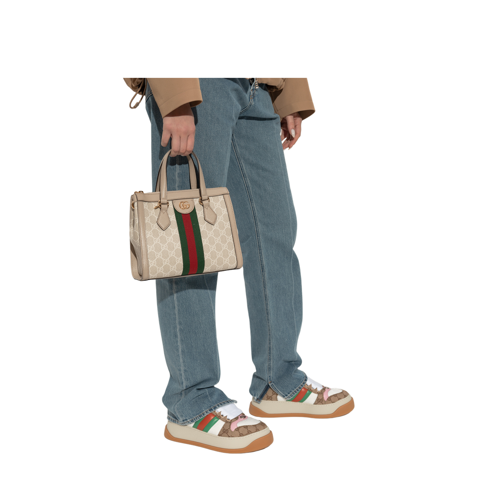 Ophidia Small Canvas Tote Bag - Beige