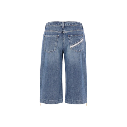 MAYFEYR - Elisabetta Franchi - Bermuda Jeans With Lateral Zip - PJ18I61E2104