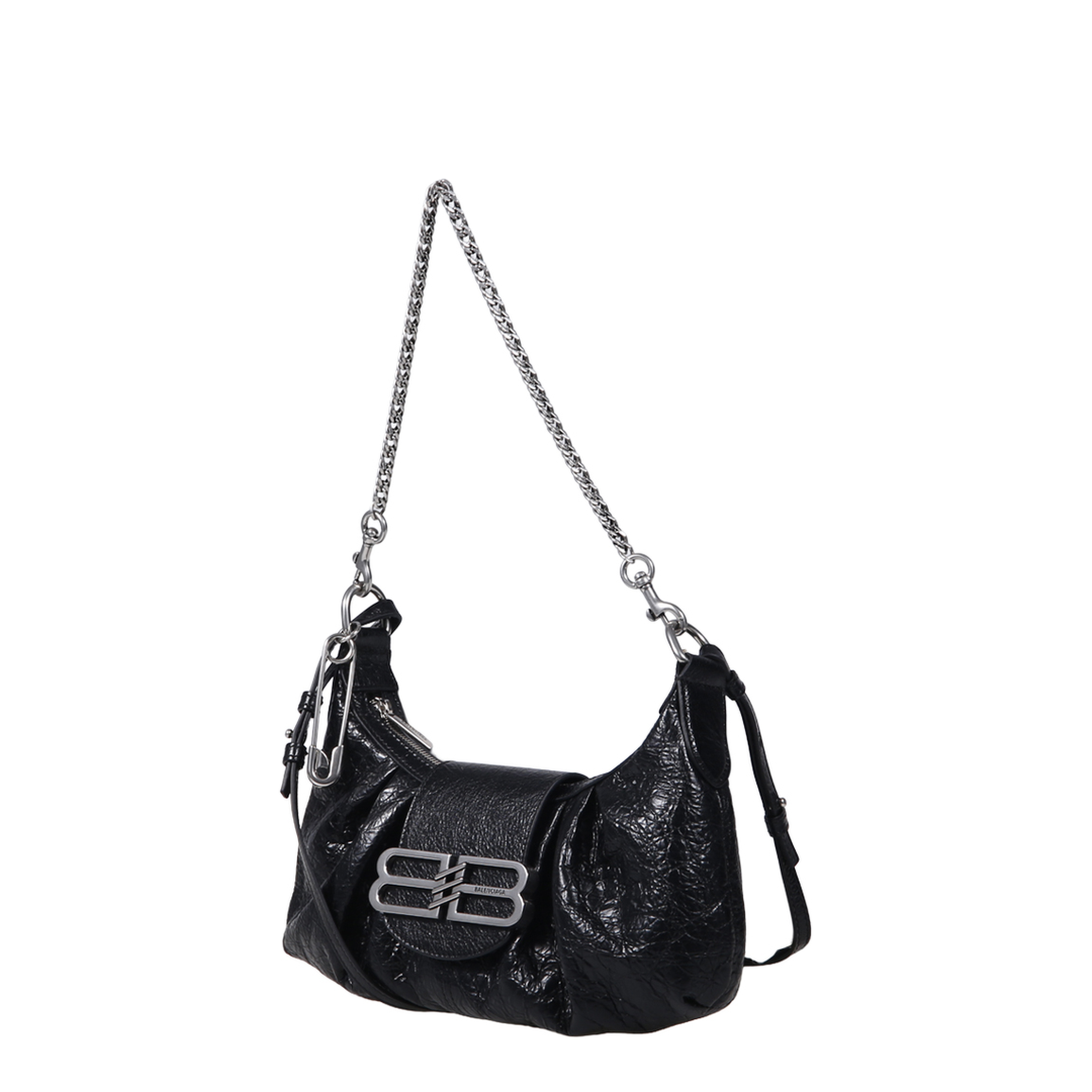 Black Leather Small Pamela Shoulder Bag
