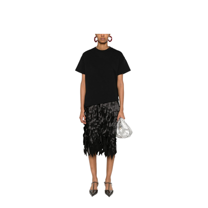 Asymmetric T-Shirt in Cotton Blend Black