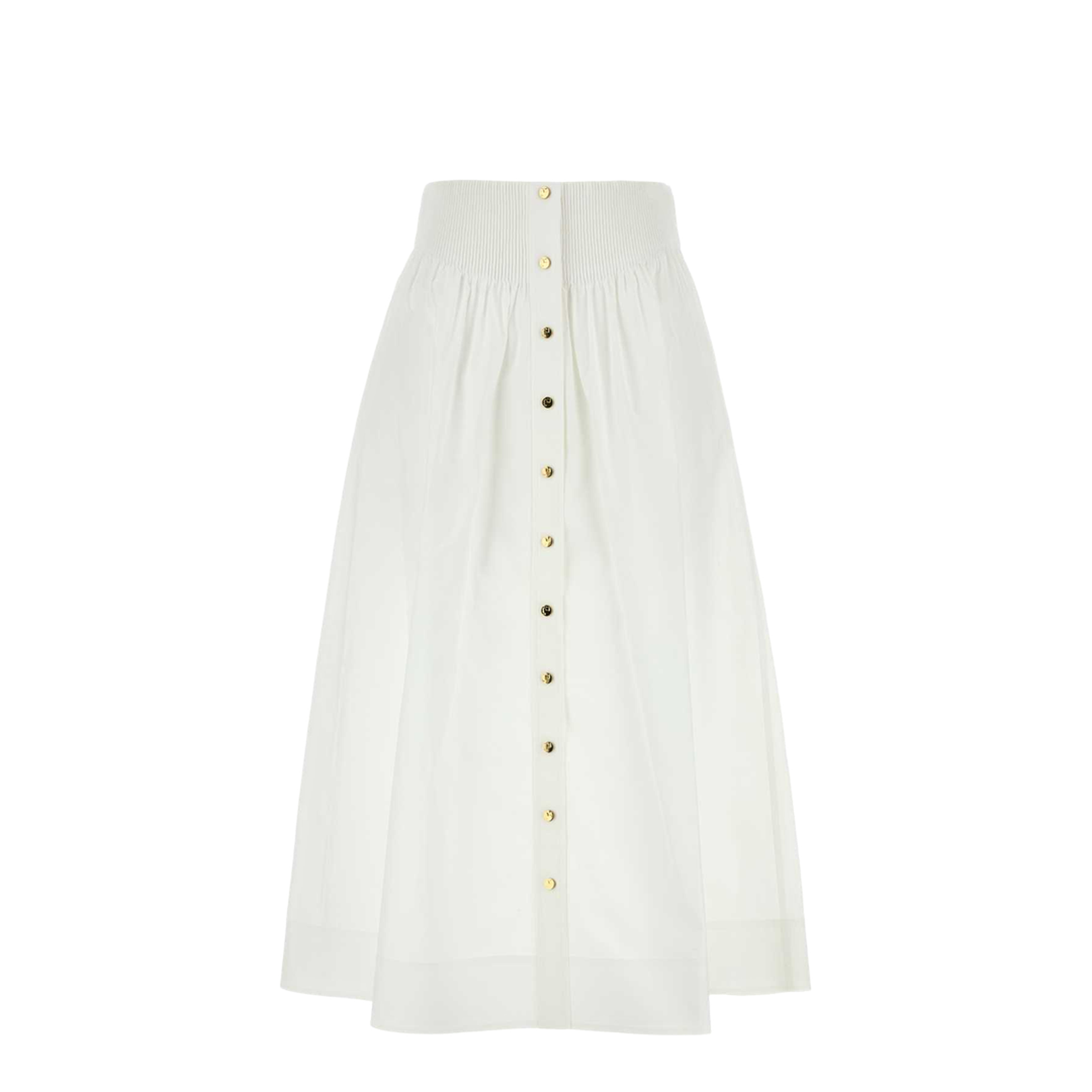 White Stretch Poplin Skirt