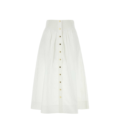 White Stretch Poplin Skirt