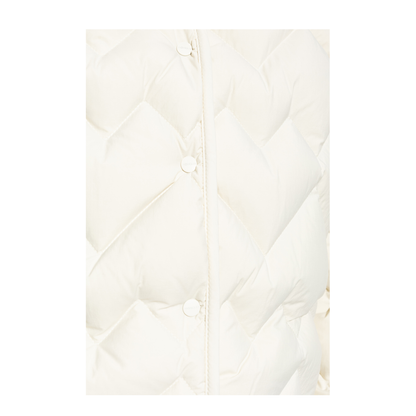White Senevee Heart-Quilted Short Down Jacket