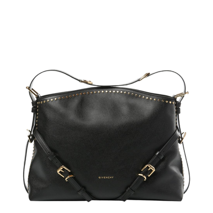 Voyou Studded Buckle Medium Shoulder Bag - Black