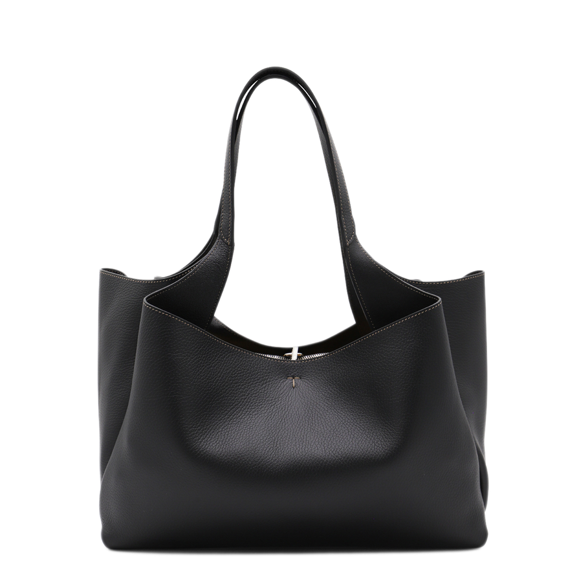 T Timeless Medium Hammered Leather Tote - Black