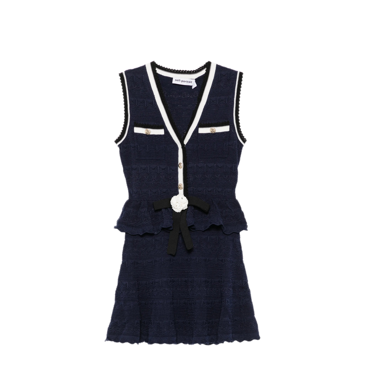 Mini Dress In Blue Knit With Ruffles