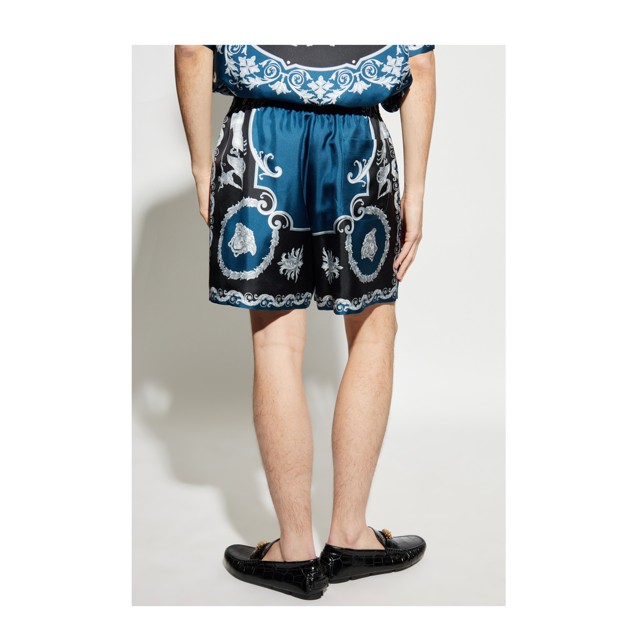 Silk Shorts Blue Black