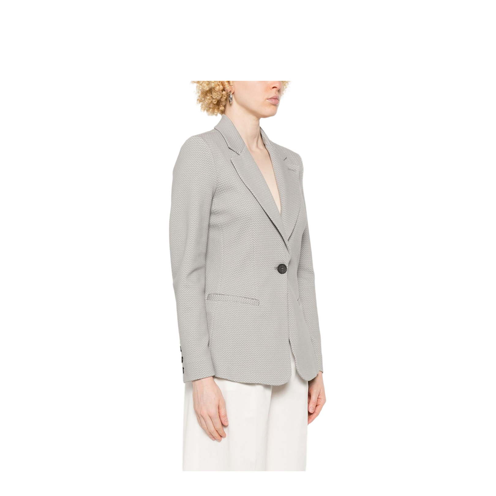Icon Single-Breasted Jacket in an Embossed Jacquard Knit