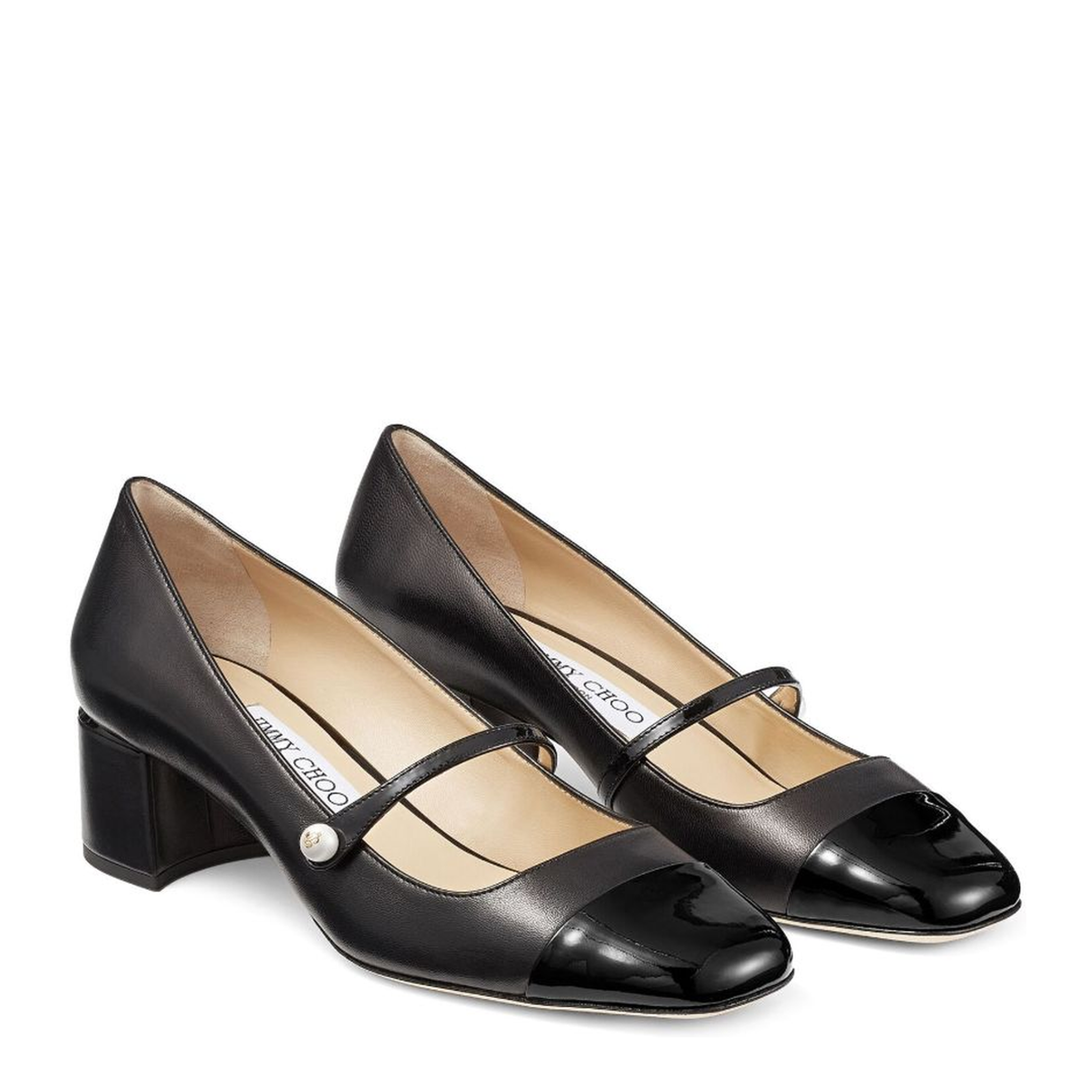 Black Nappa and Patent Leather Pumps